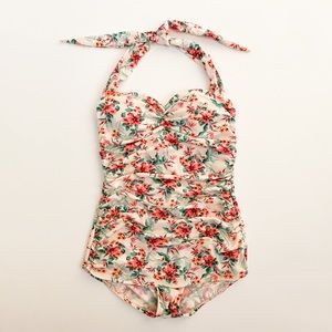 Bettie Page Retro One Piece Floral Swimsuit